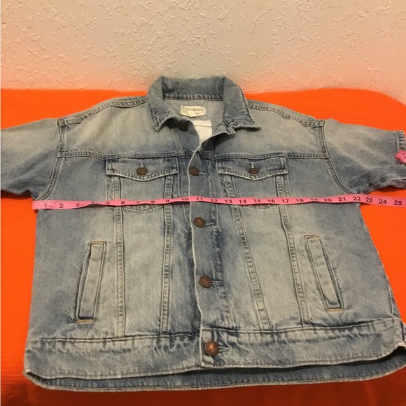 CURRENT ELLIOTT THE ROLLED SLEEVE TRUCKER JEANS JACKET PRE OWNED SIZE 1 - Picture 11 of 12